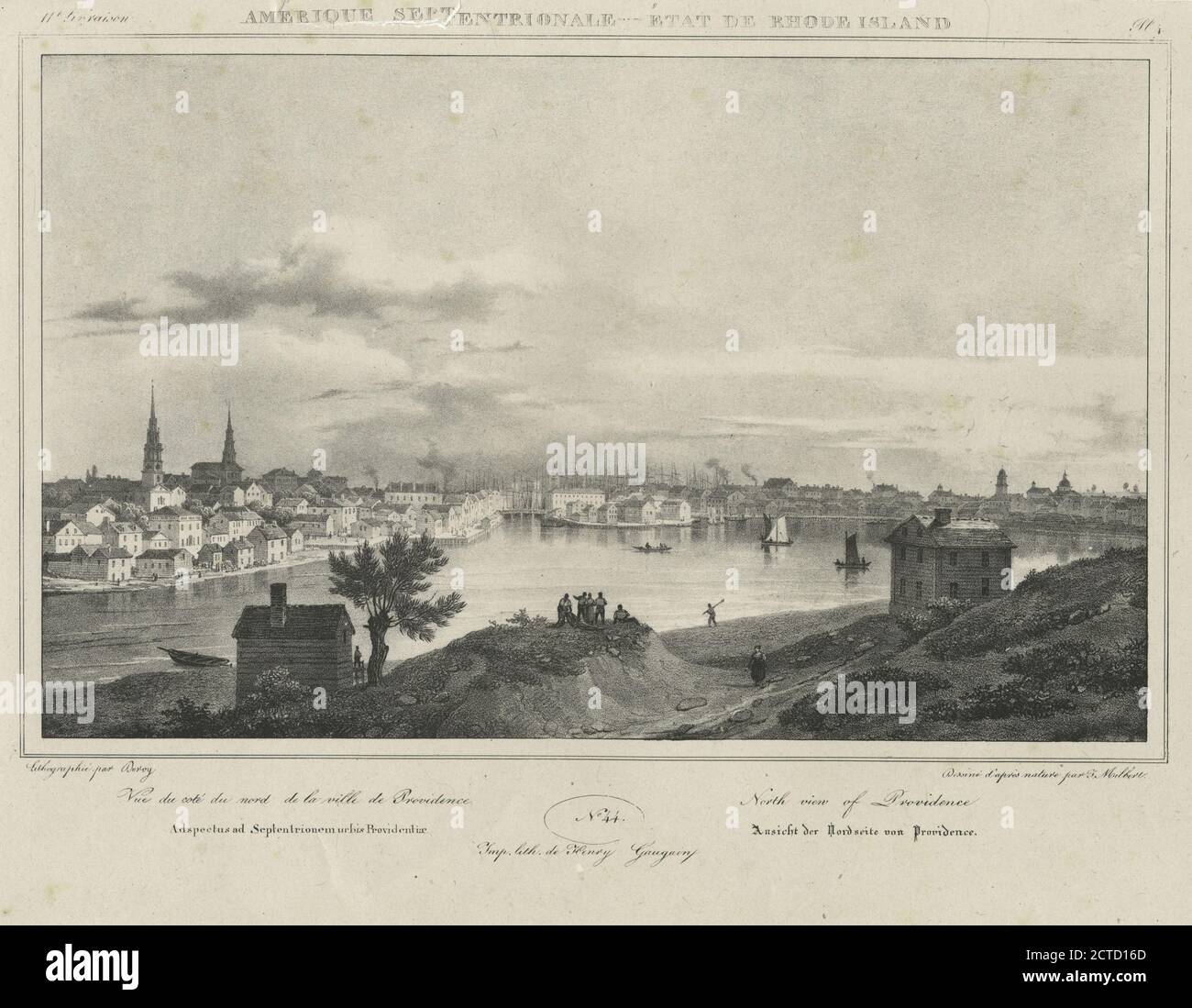 Vue du coté du nord de la ville de Providence., still image, Prints, 1777 - 1890, Deroy, Laurent (1797-1886), Milbert, Jacques Gérard (1766-1840 Stock Photo