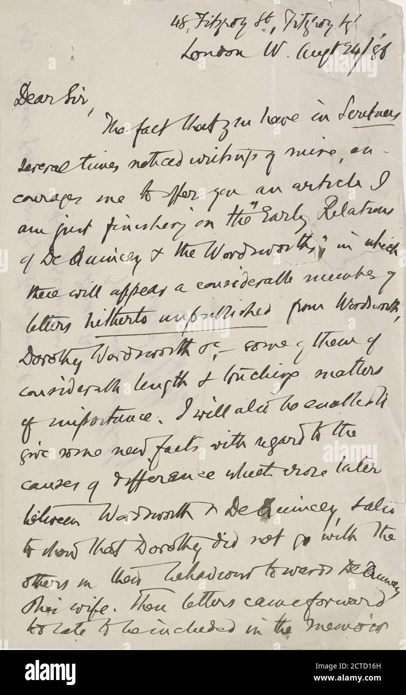 Japp, Alexander H, text, Correspondence, 1888 Stock Photo