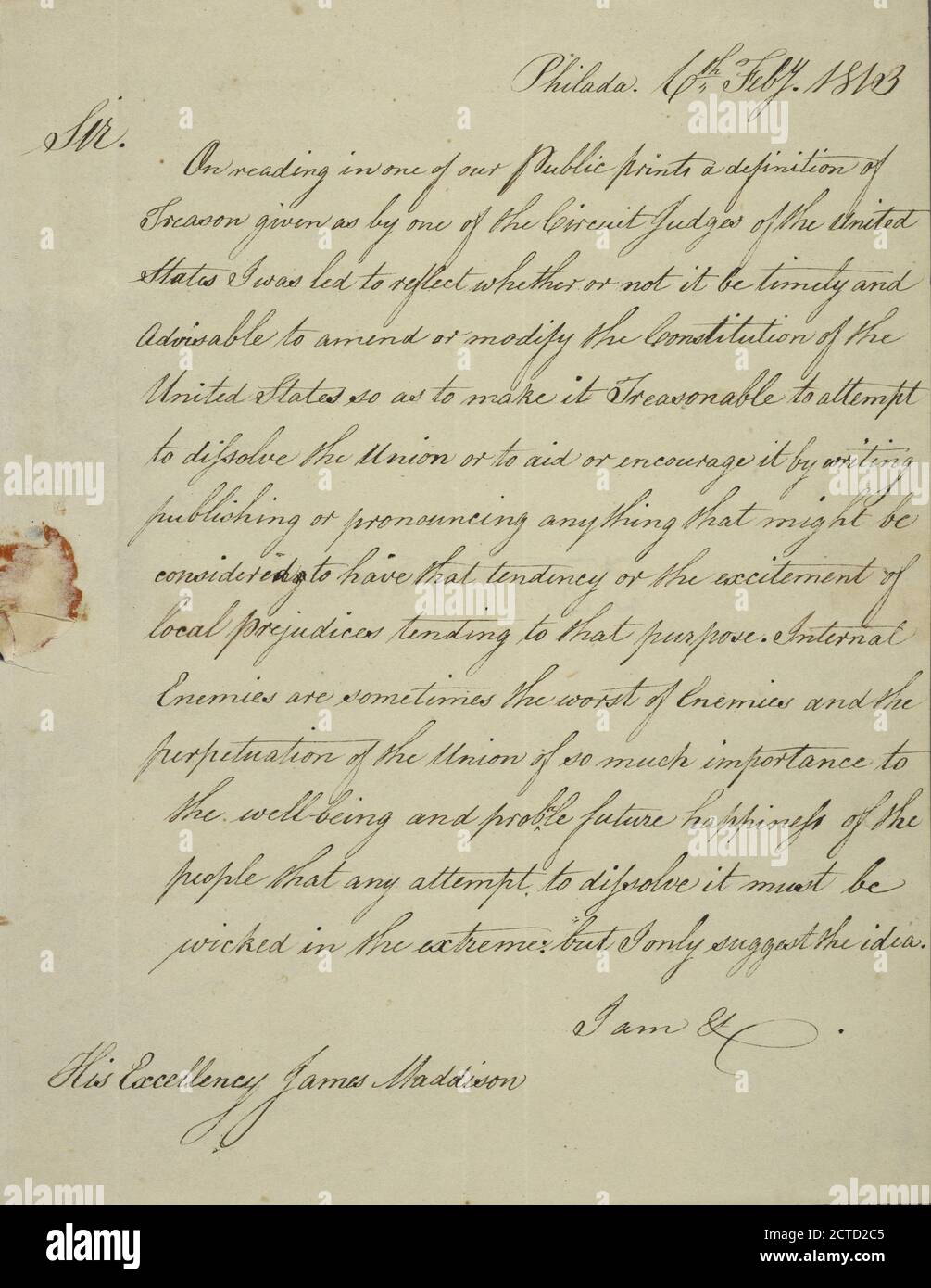 1813, text, Correspondence, 1813 Stock Photo