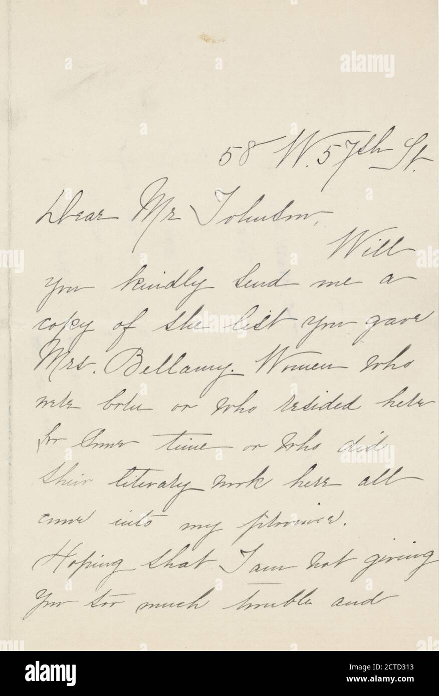 Blashfield, Evangeline, text, Correspondence, 1893 Stock Photo