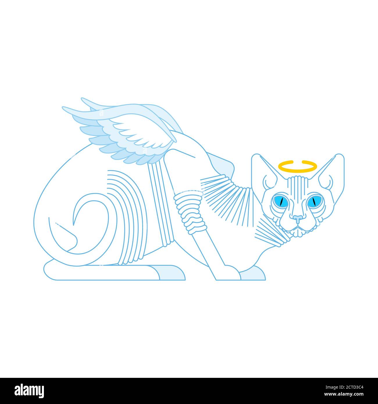 Angel cat. White cat with wings. vector illustration Stock Vector