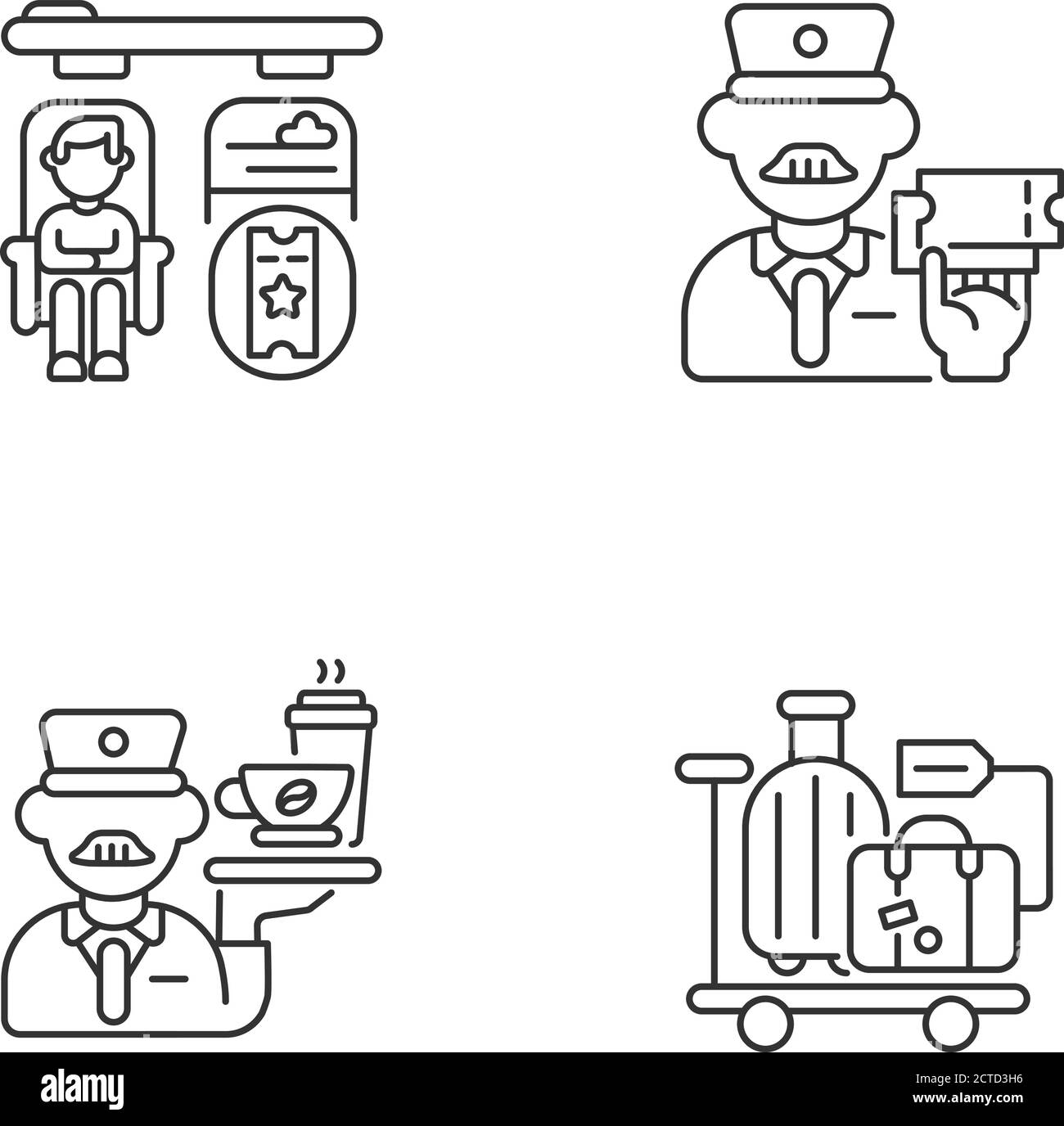 Premium railway service linear icons set Stock Vector