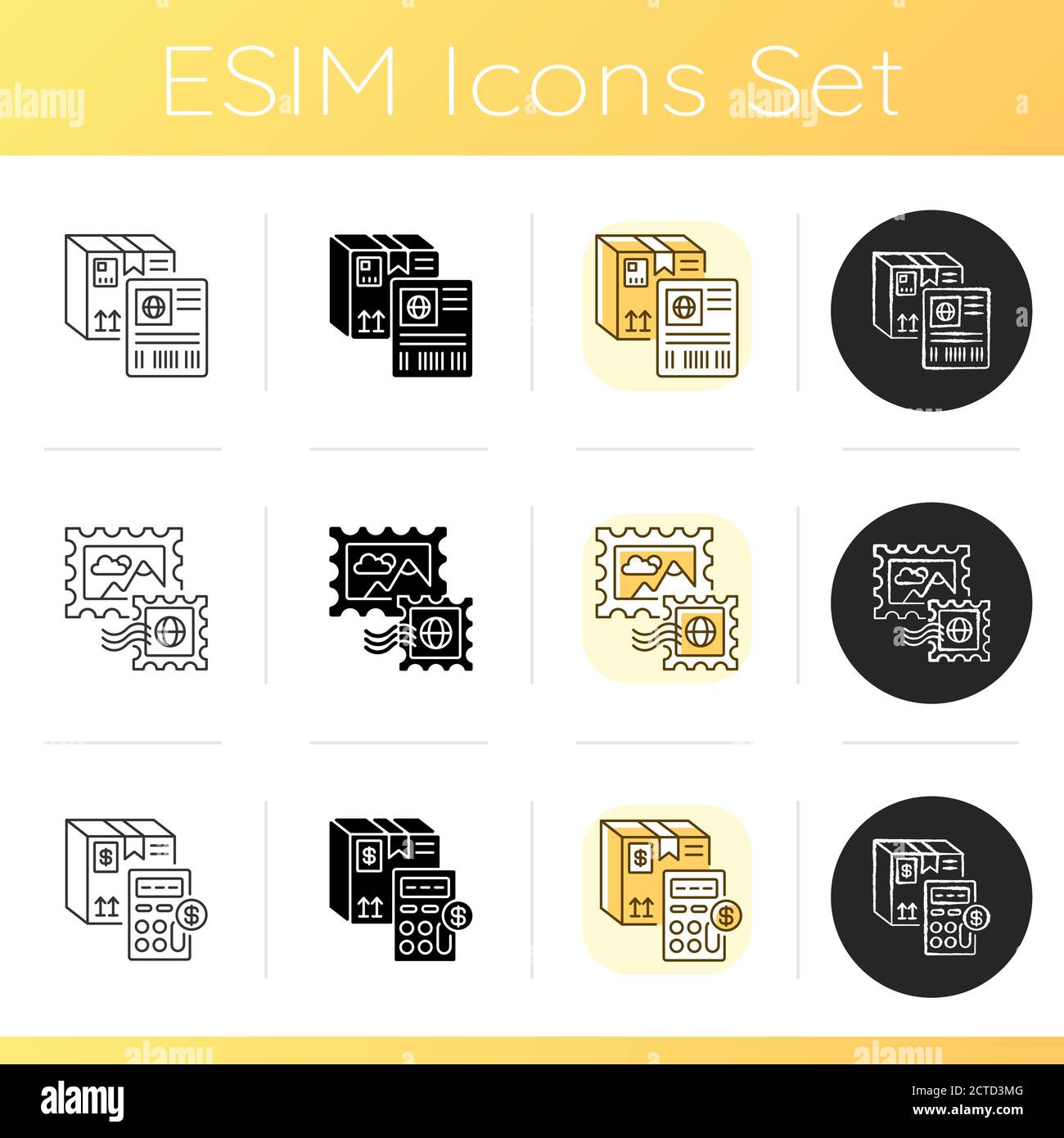 Postal services icons set Stock Vector