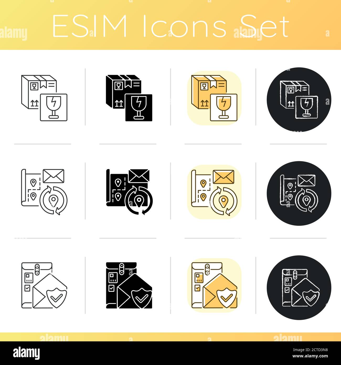 Post office icons set Stock Vector