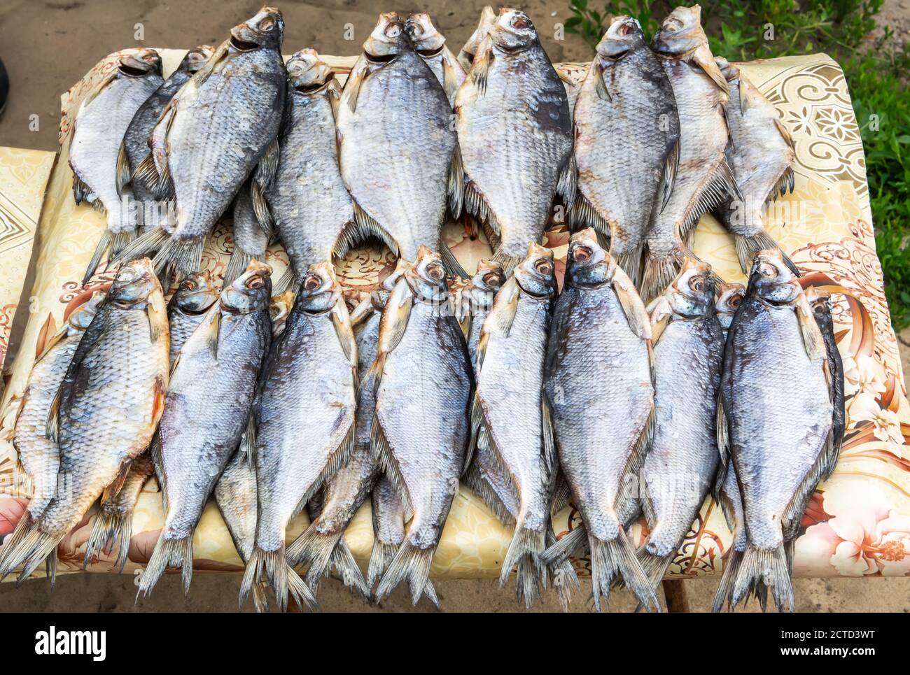 Dried white-eye bream (Ballerus sapa) fish for sale in Tatarstan, Russia. Stock Photo