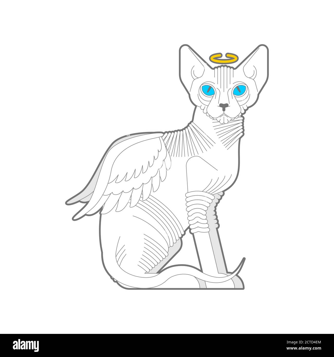 Angel cat. White cat with wings. vector illustration Stock Vector