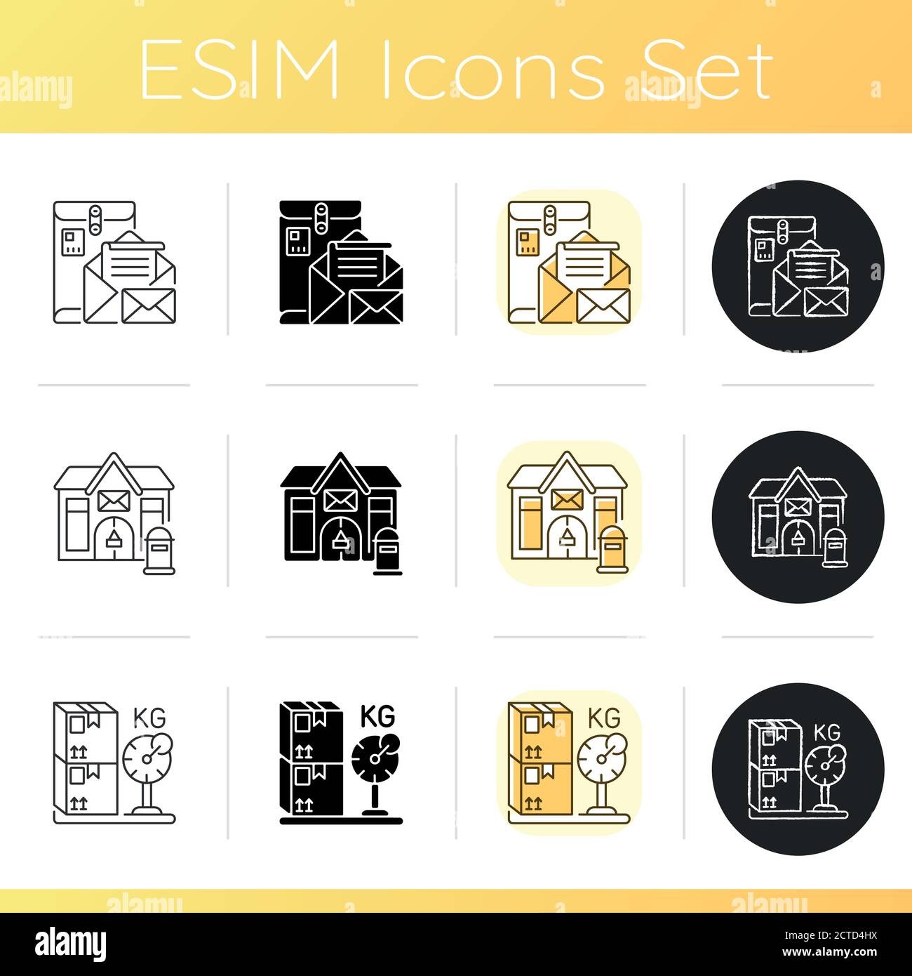 Mail services icons set Stock Vector