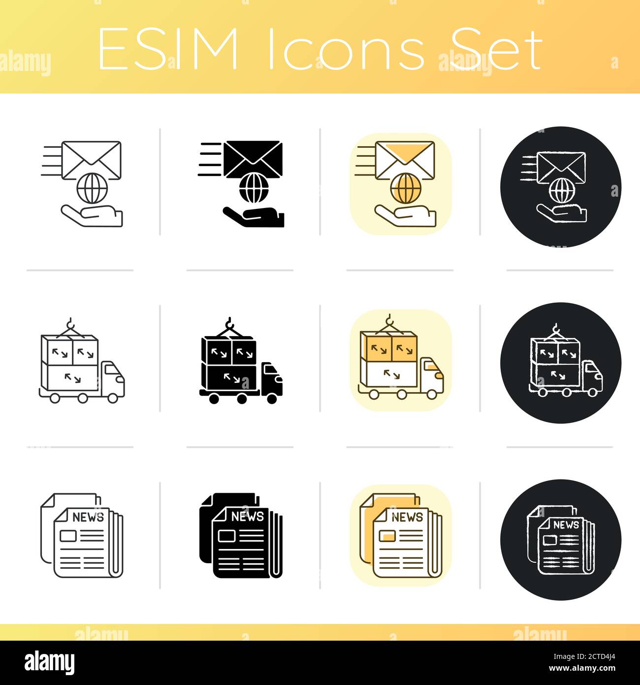 Postal shipping icons set Stock Vector