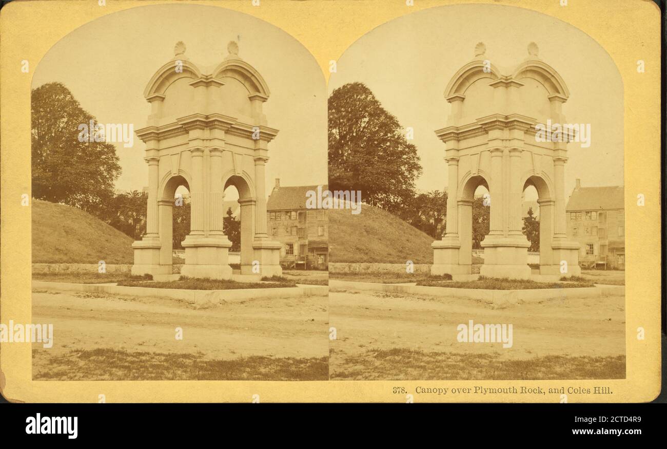 Canopy over Pilgrim Rock, and Cole's Hill., still image, Stereographs, 1850 - 1930, Kilburn, B. W. (Benjamin West) (1827-1909 Stock Photo