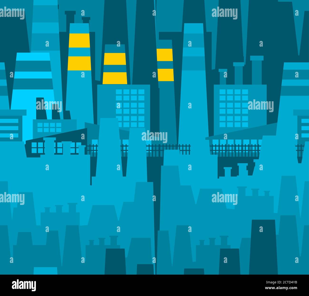Big industrial pattern seamless. Large works pollution background. manufactured texture Stock Vector