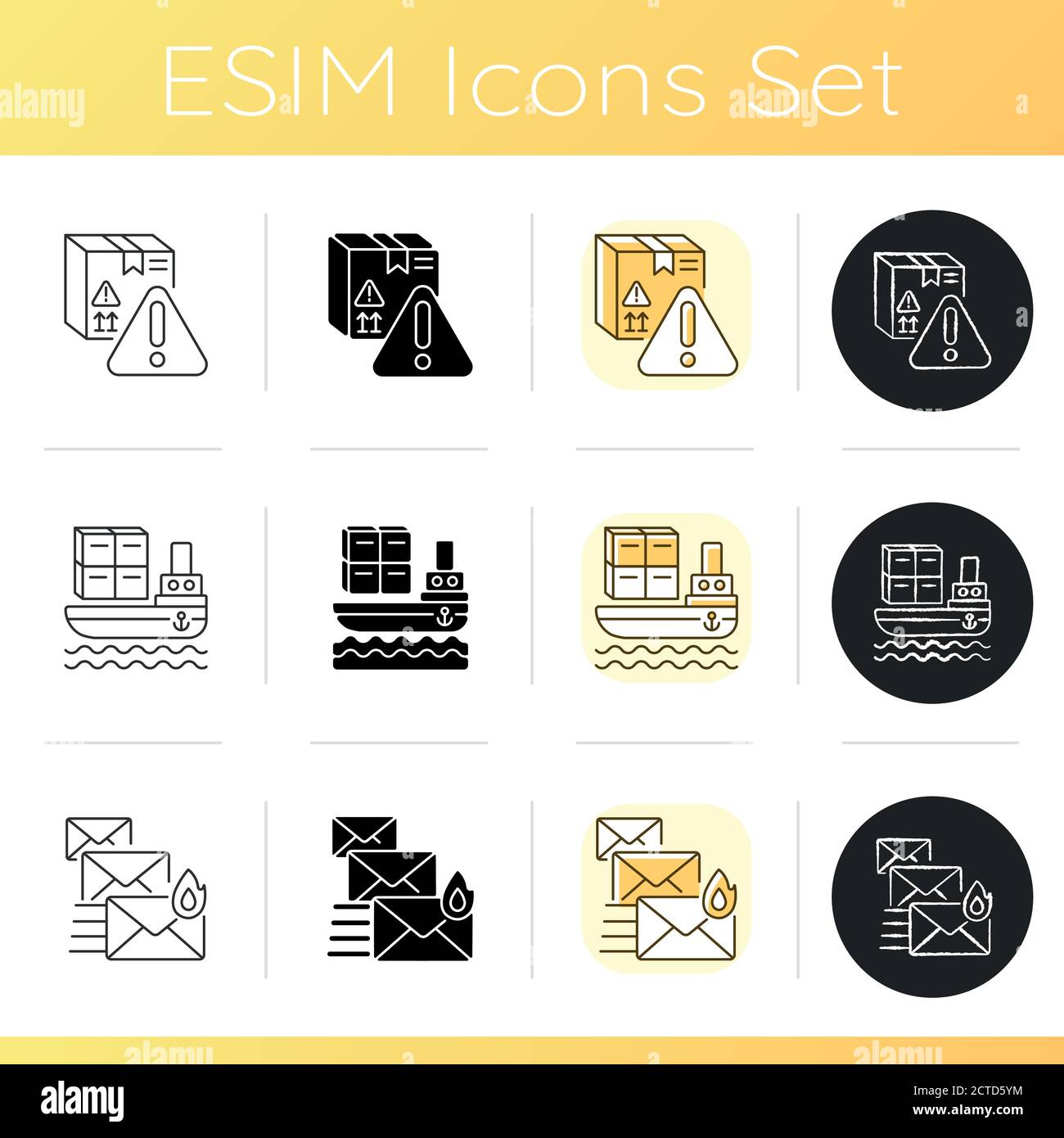Mail correspondence icons set Stock Vector