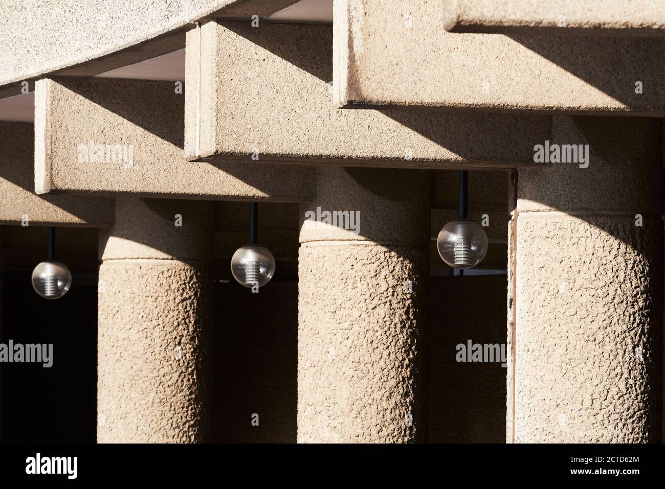 Exterior detail of Frobisher Crescent, the Barbican Estate, City of London UK. Designed by architects Chamberlin, Powell and Bon. Completed in 1982. Stock Photo