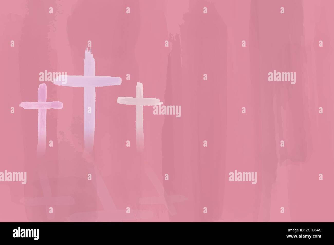 Christian worship and praise. Three crosses in watercolor style Stock
