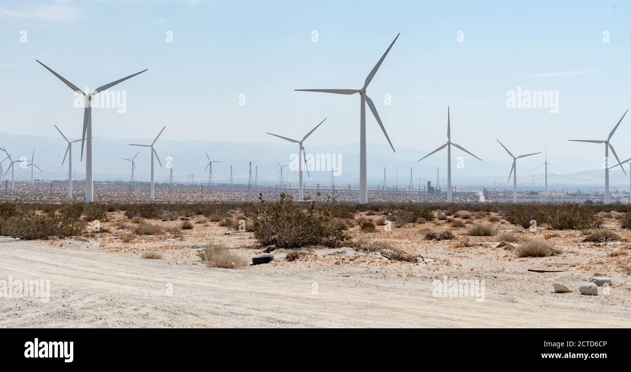 A day shot of San Gorgonio Pass Wind Farm, Palm Springs, California, USA. Stock Photo