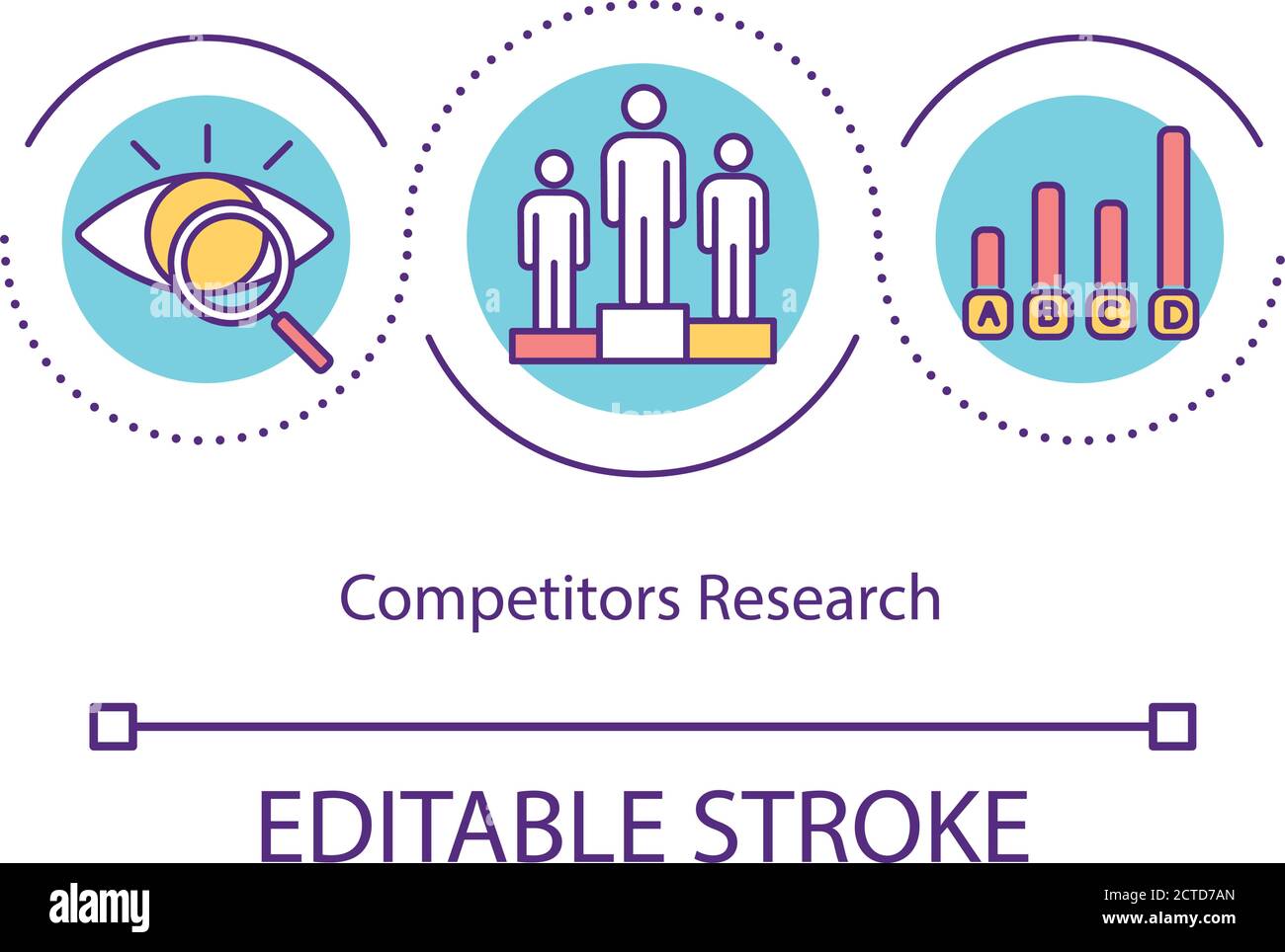 Compertitors research concept icon Stock Vector