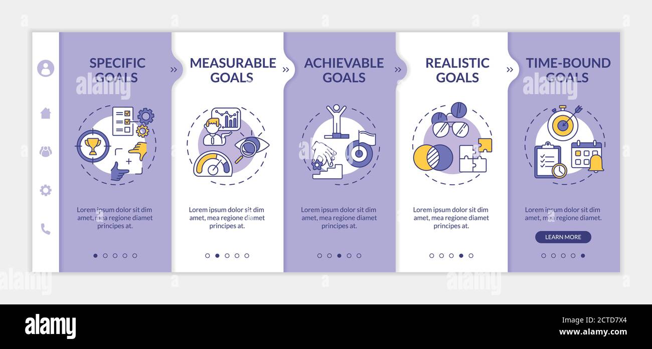 Smart goals definition onboarding vector template Stock Vector