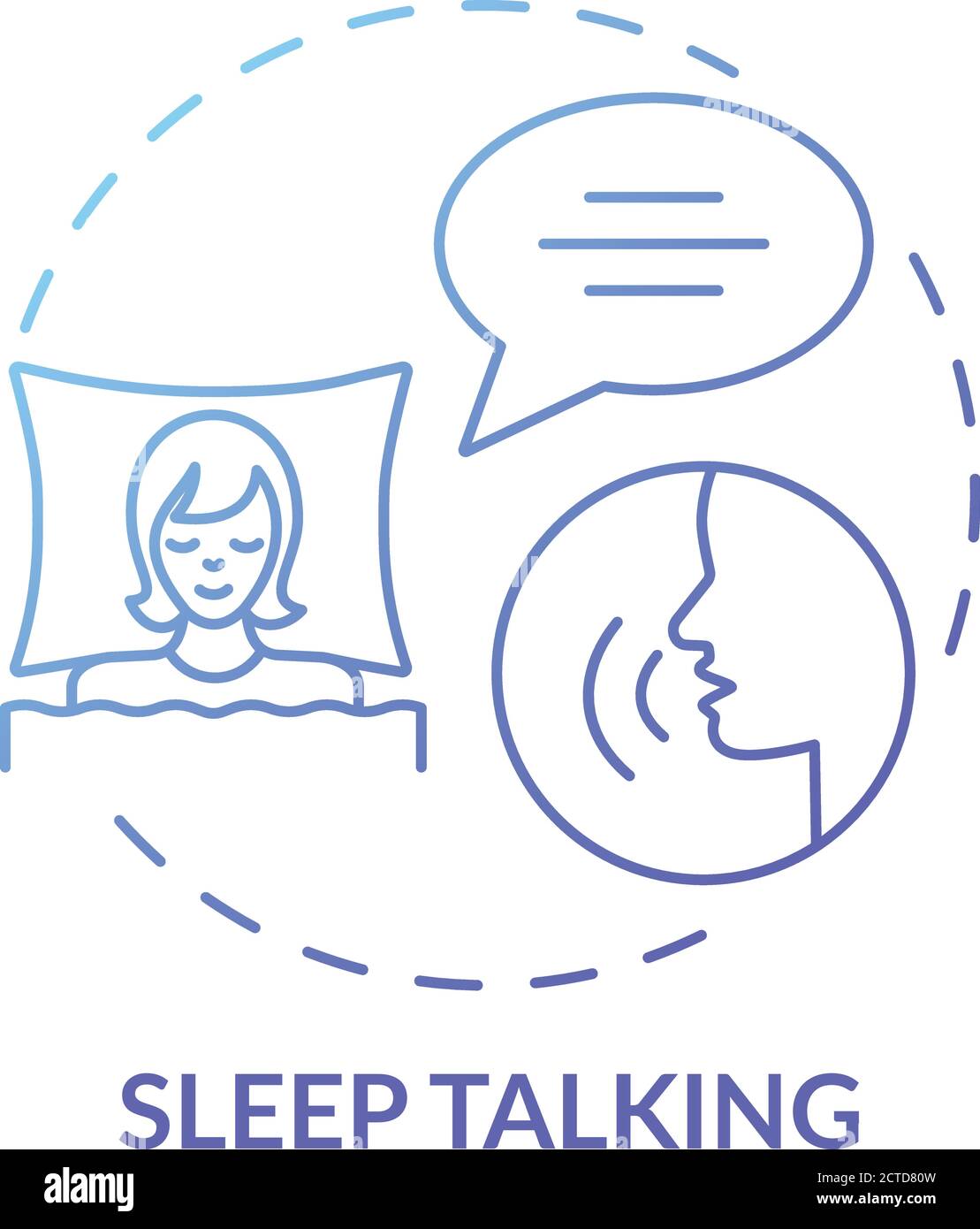 Sleeptalking blue gradient concept icon Stock Vector