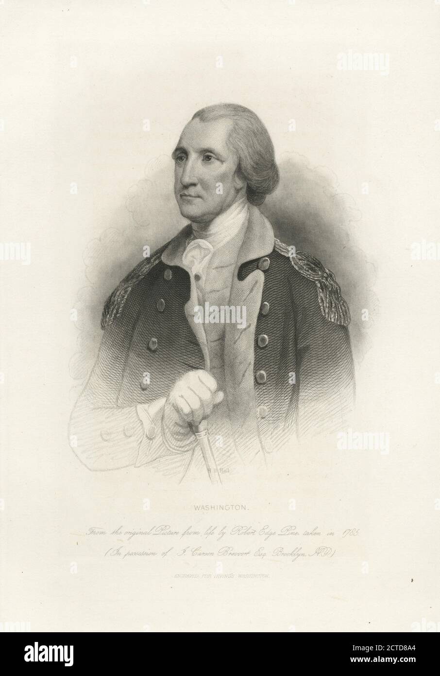 Washington., still image, Prints, 1859, Hall, Henry Bryan (1808-1884), Pine, Robert Edge (1730?-1788 Stock Photo