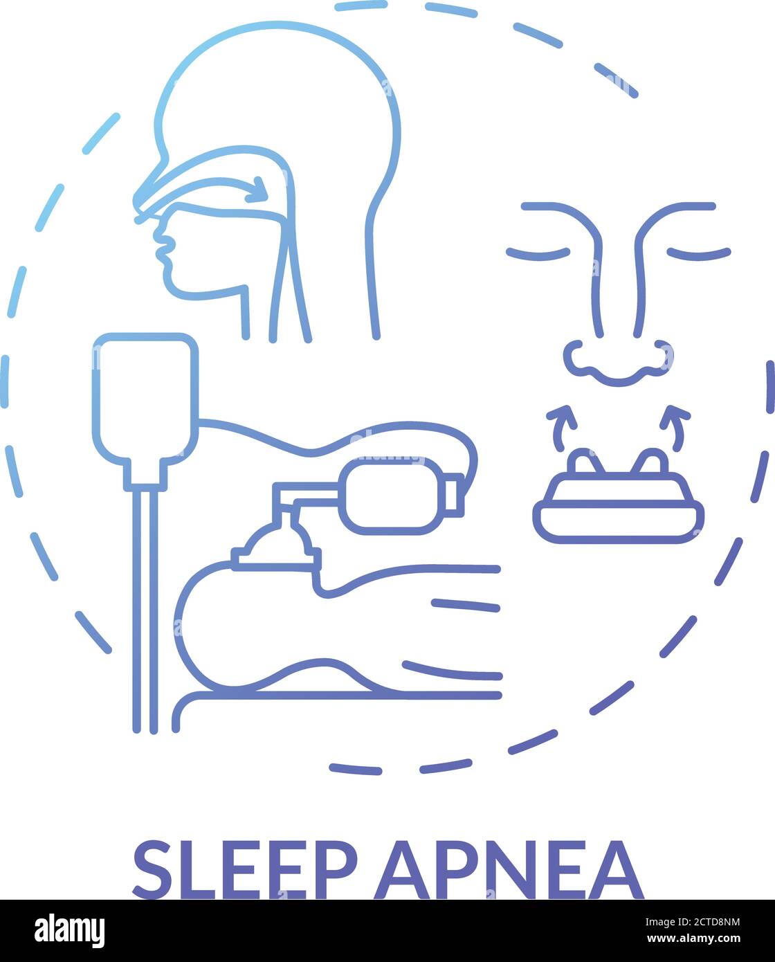 Sleep apnea blue gradient concept icon Stock Vector