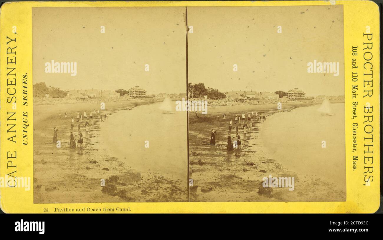 Pavilion and beach from canal., still image, Stereographs, 1850 - 1930, Procter Brothers Stock Photo