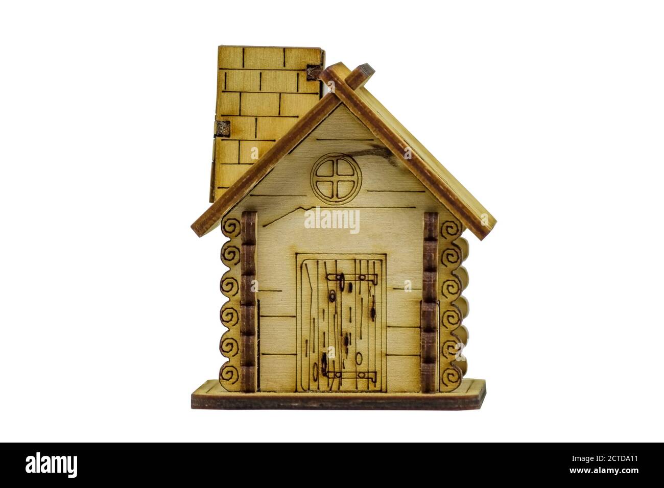 Miniature wooden house isolated on white background Stock Photo - Alamy