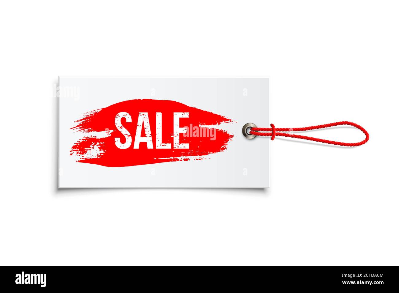 Discount offer label tag with Sale word. Red rubber stamp. Vector grunge illustration of template banner, ticket, label, logo, badge. Stock Vector