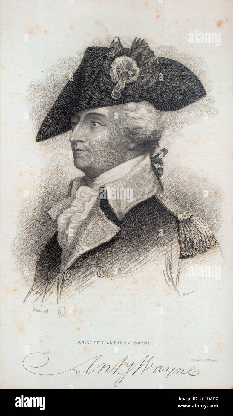 Brig. Gen. Anthony Wayne, still image, Prints, 1880, Forrest, J. B. (John B.) (ca. 1814-1870), Trumbull, John (1756-1843 Stock Photo