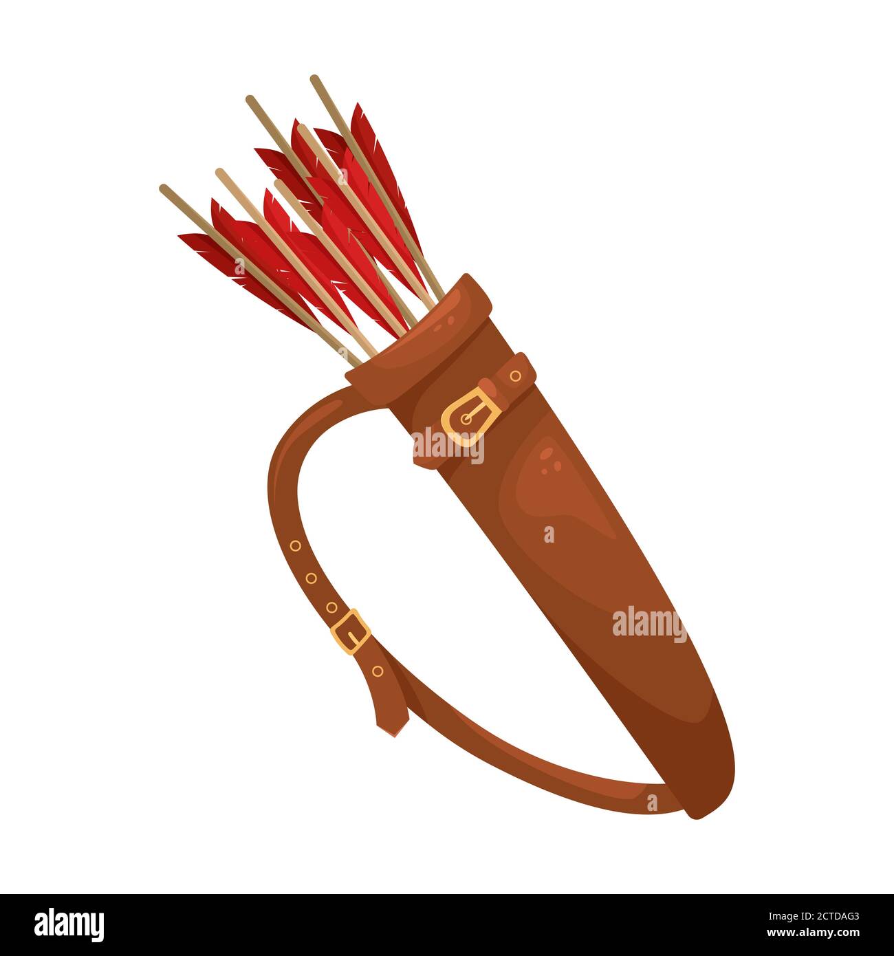 Vector illustration of a leather quiver with arrows for a bow Stock