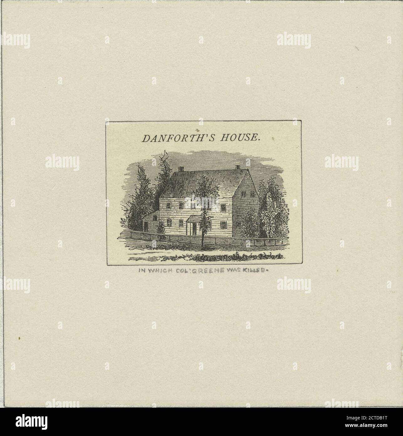 Danforth's House in which Col. Greene was killed., still image, Prints