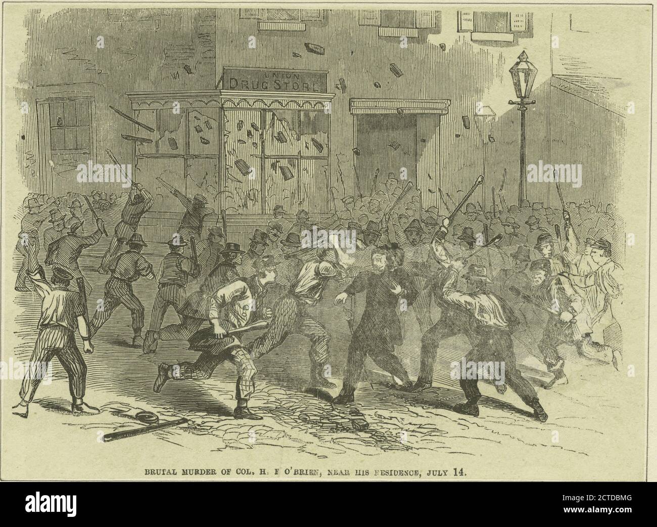 Brutal murder of Col. H.F. O'Brien, near his residence, July 14, still image, Prints, 1861 - 1880 Stock Photo