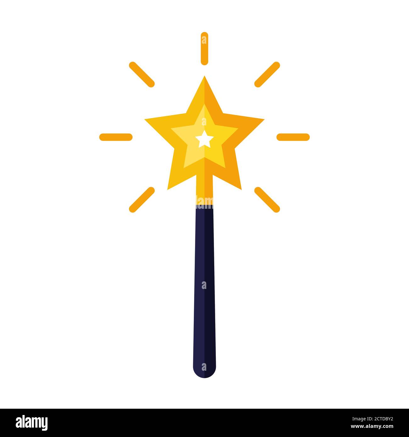 magic wand fulfilling wishes. flat vector illustration isolated on white background. Stock Vector