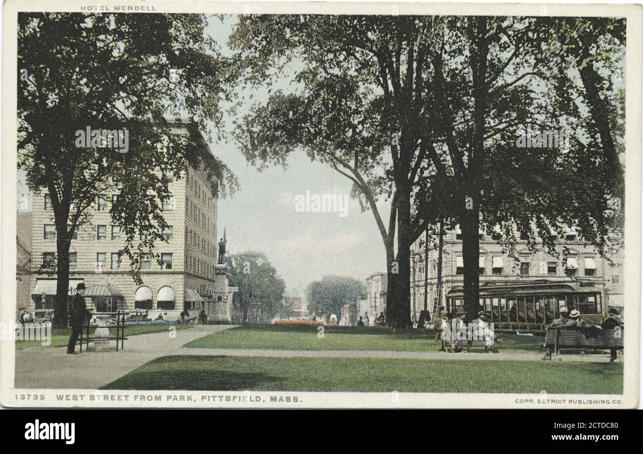 West Street from Park, Pittsfield, Mass., still image, Postcards, 1898 - 1931 Stock Photo