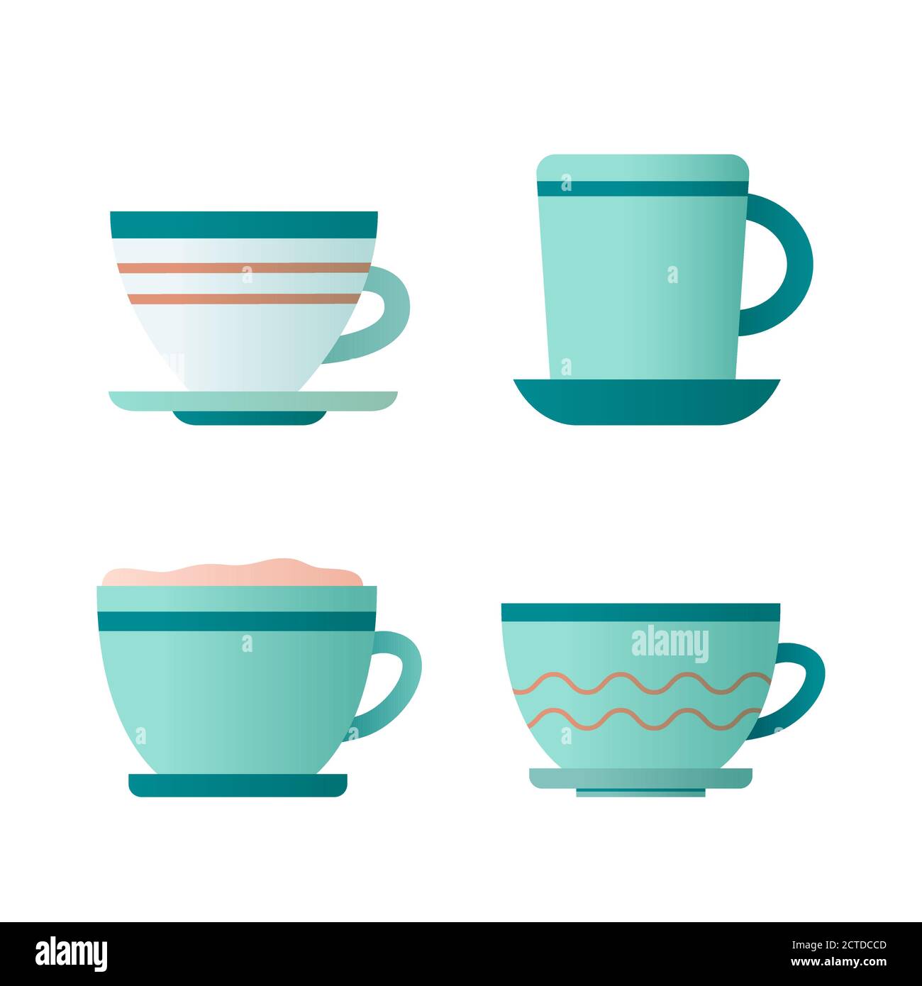 Flat icon with cup coffee and tea on white background for concept ...