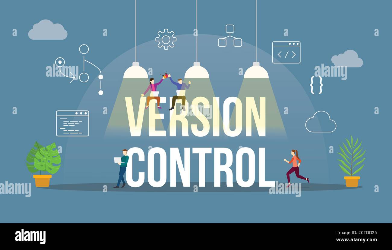 version control technology git code programming with modern icon and