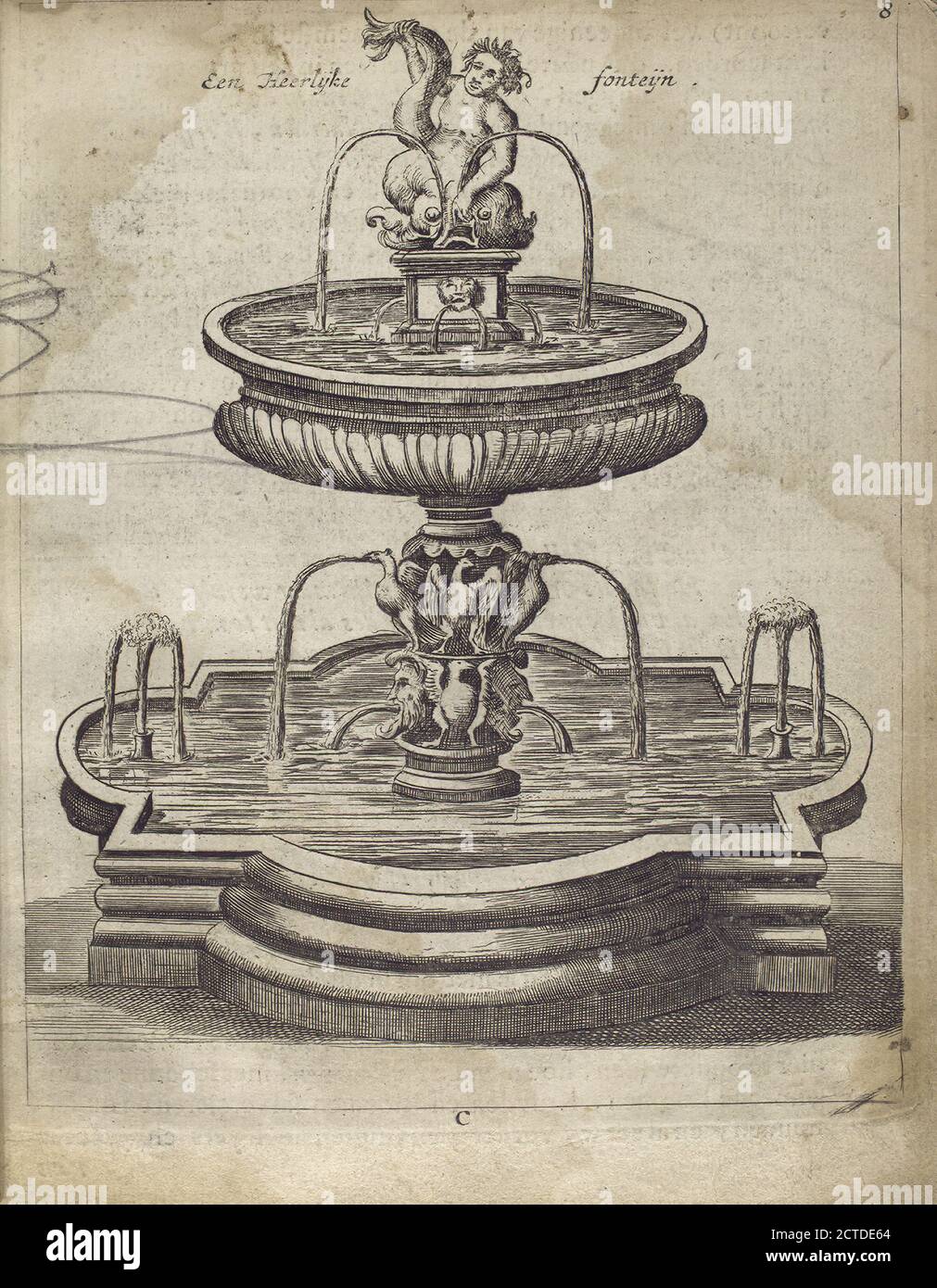 Een heerlÿke fonteÿn., still image, Prints, 1683 Stock Photo