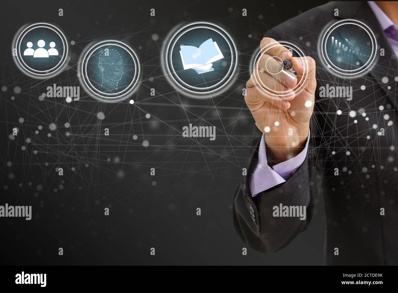 Businessman focused on case study. study online Stock Photo