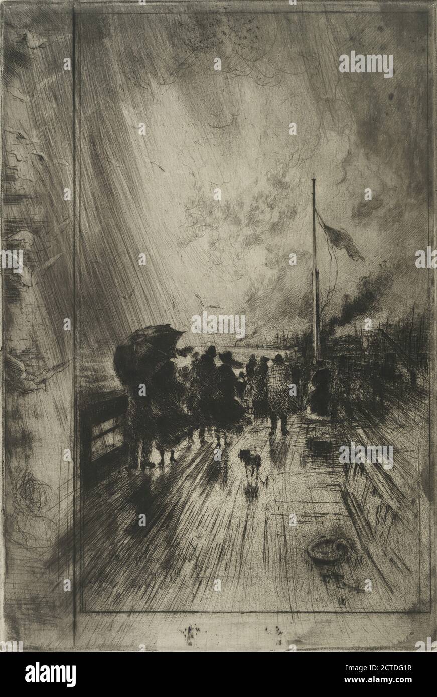 Une jetée en Angleterre., still image, Prints, 1879, Buhot, Félix Hilaire (1847-1898 Stock Photo