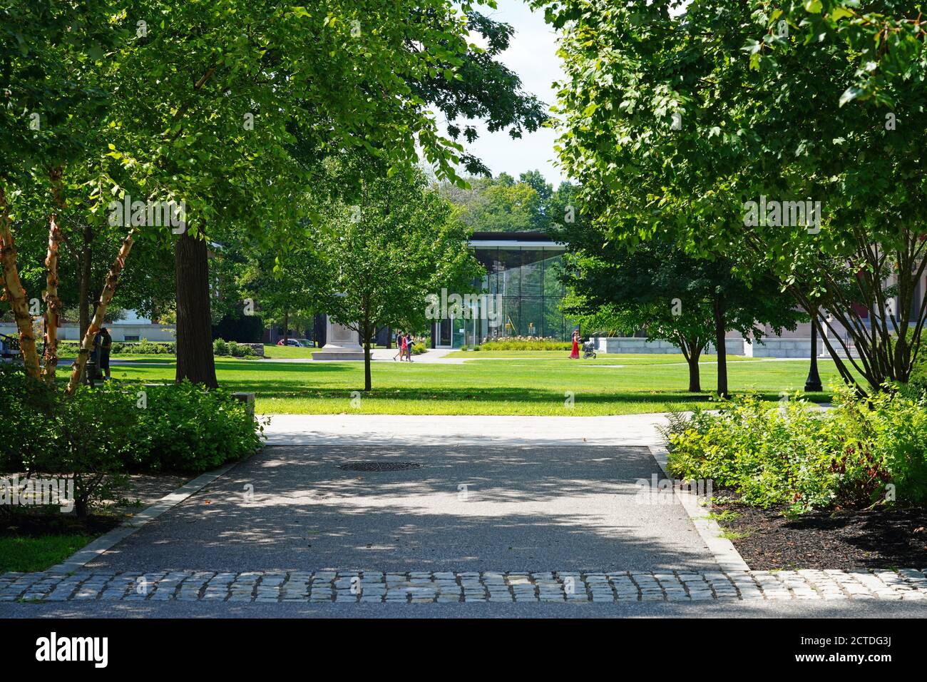 BRUNSWICK, ME 8 AUG 2020 View of the campus of Bowdoin College, a