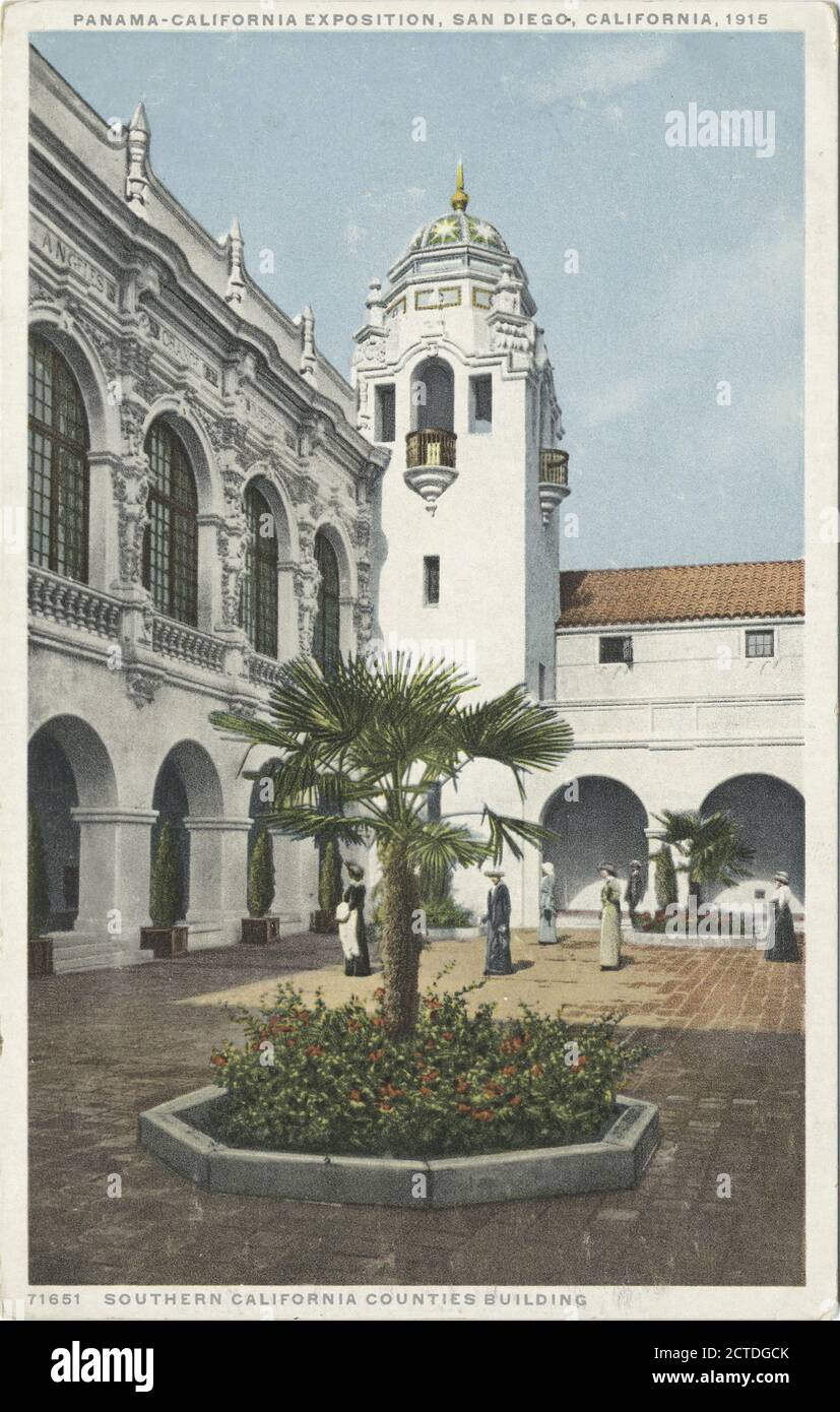 Southern California Countries Building, Pan-Calif. Expos, SD, still image, Postcards, 1898 - 1931 Stock Photo