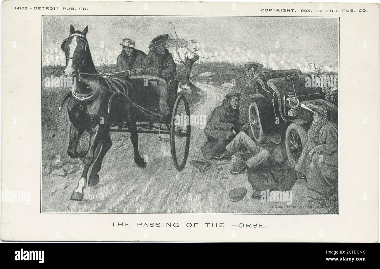 The passing of the horse, Life Cartoons, still image, Postcards, 1898 - 1931 Stock Photo