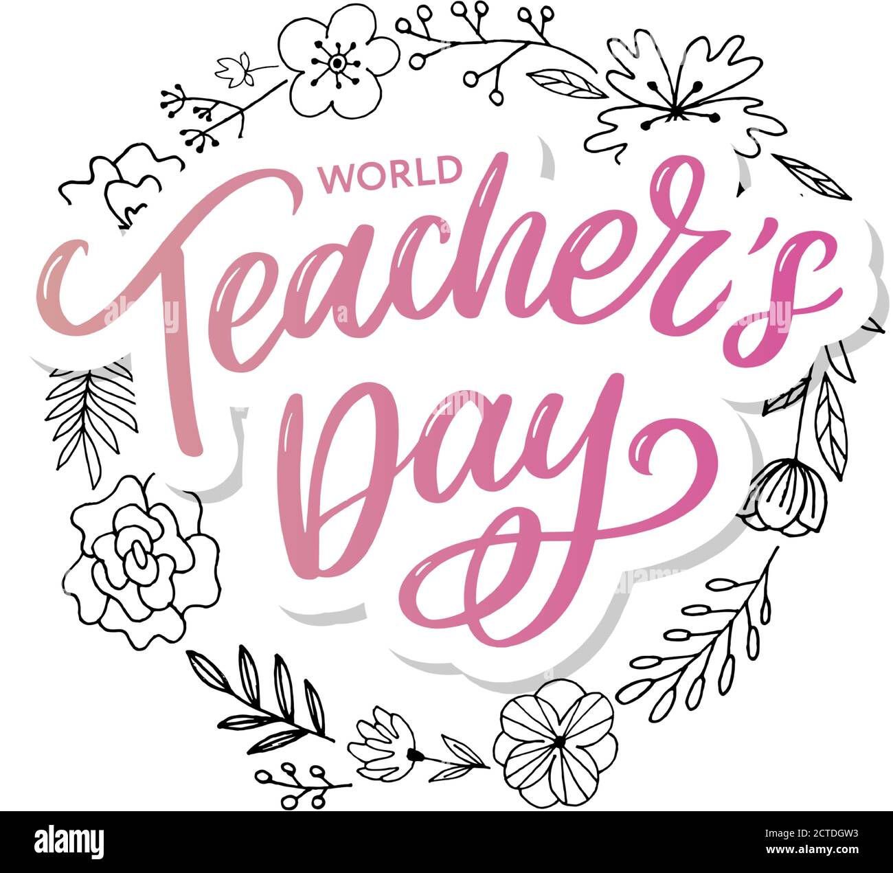 Happy Teacher's day inscription. Greeting card with calligraphy. Hand drawn lettering. Typography for invitation, banner, poster or clothing design Stock Vector