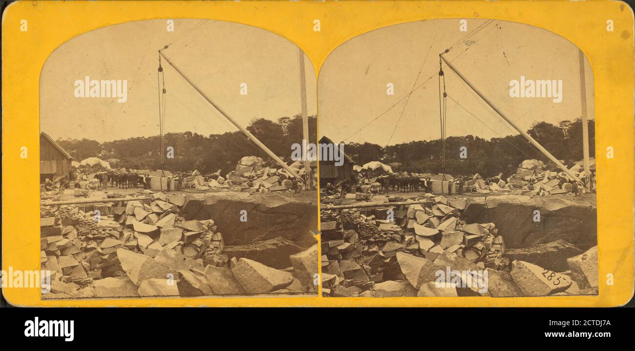 View in the quarries, Rockport, Mass., still image, Stereographs, 1850