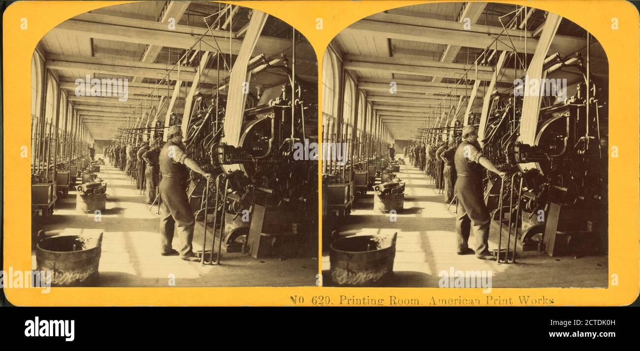 Printing roomAmerican Print Works., still image, Stereographs, 1850