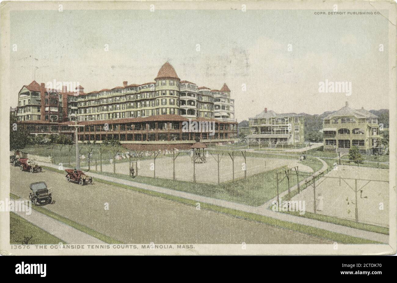 The Oceanside Tennis Courts, Magnolia, Mass., still image, Postcards, 1898 - 1931 Stock Photo