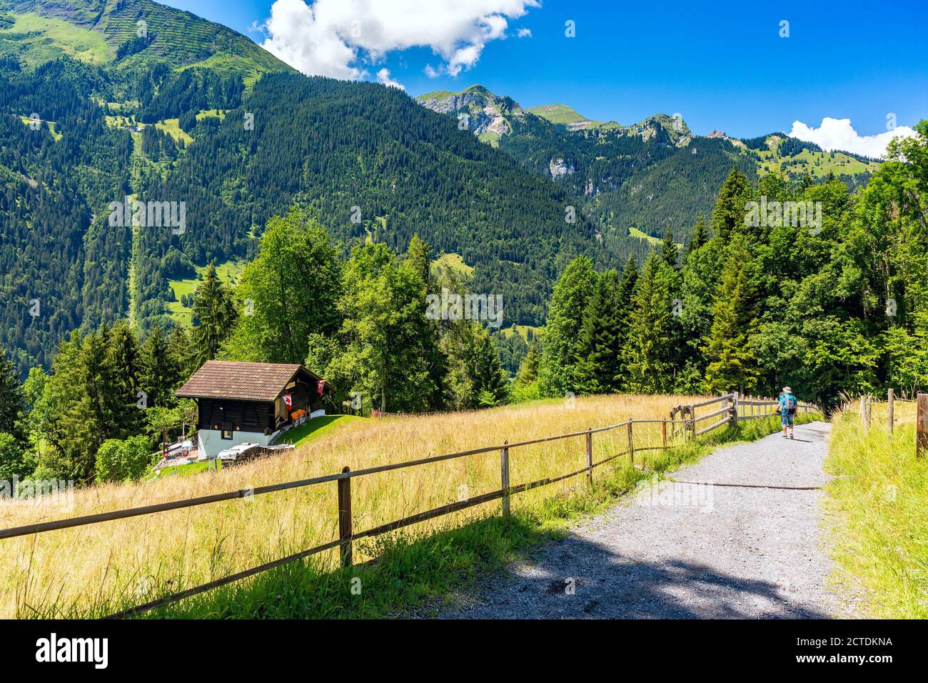 Lonely house near mountain village Lauterbrunnen, Bernese Oberland