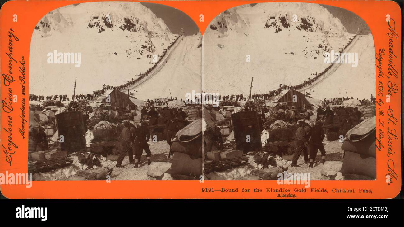 Bound for the Klondike gold fields, Chilkoot Pass, Alaska., still image ...