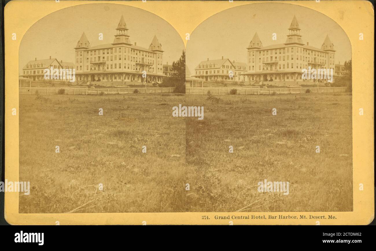 Grand Central Hotel, Bar Harbor, Mt. Desert, Me., still image, Stereographs, 1850 - 1930, Kilburn, B. W. (Benjamin West) (1827-1909 Stock Photo