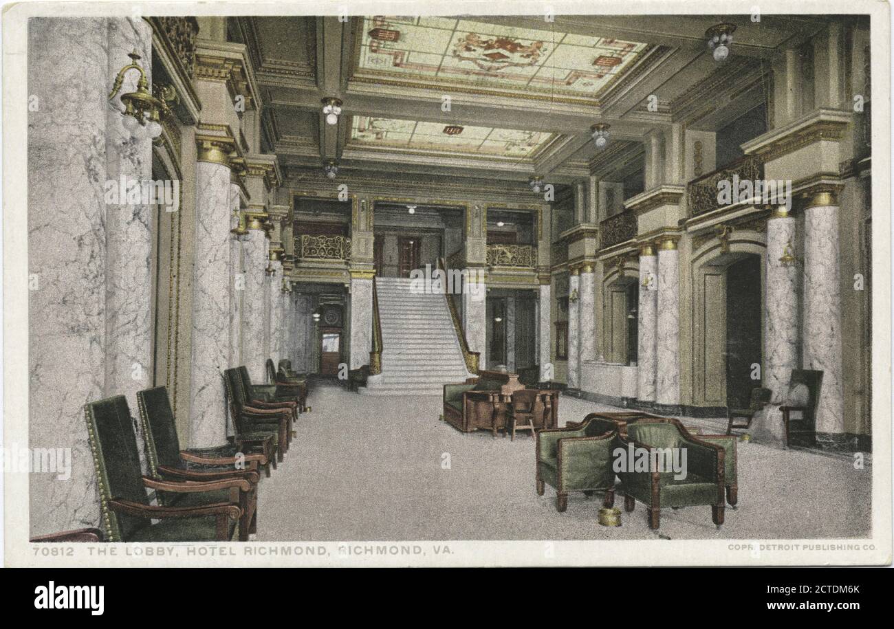 Lobby, Hotel Richmond, Richmond, Va., Still Image, Postcards, 1898 