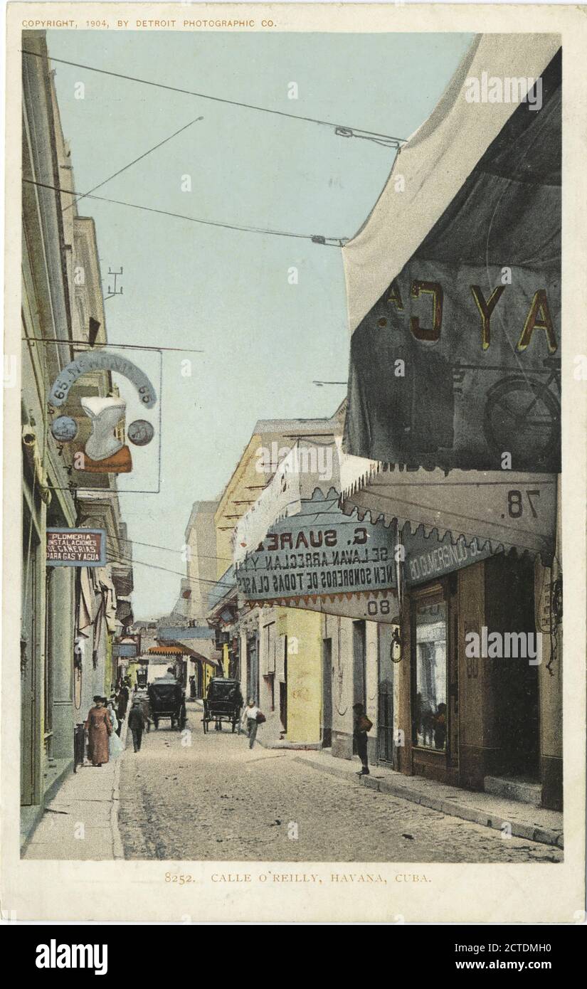 Calle O'Reilly, Havana, Cuba, still image, Postcards, 1898 - 1931 Stock Photo