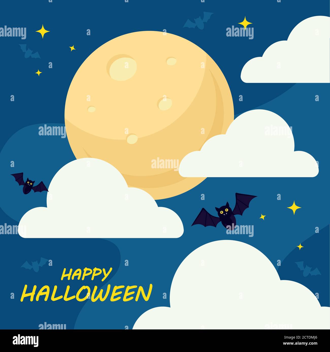 happy halloween with bats cartoons vector design Stock Vector Image ...
